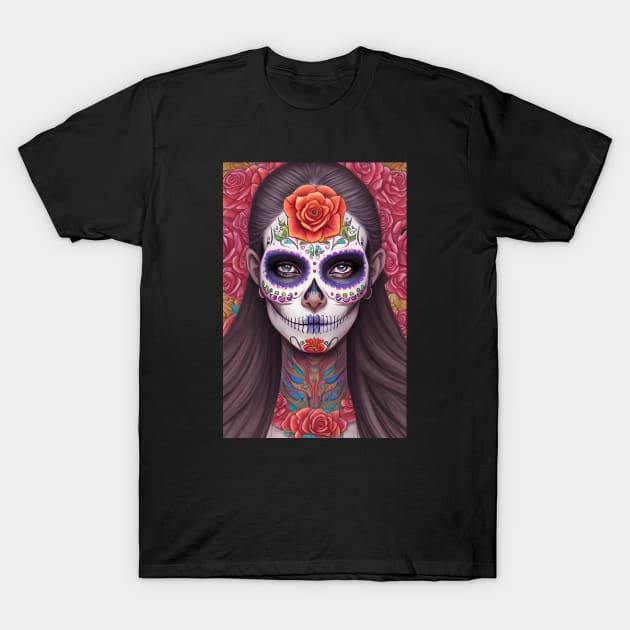 Sugar Skull Art - Featuring Woman in Skull Makeup T-Shirt by ImaginativeInkPOD